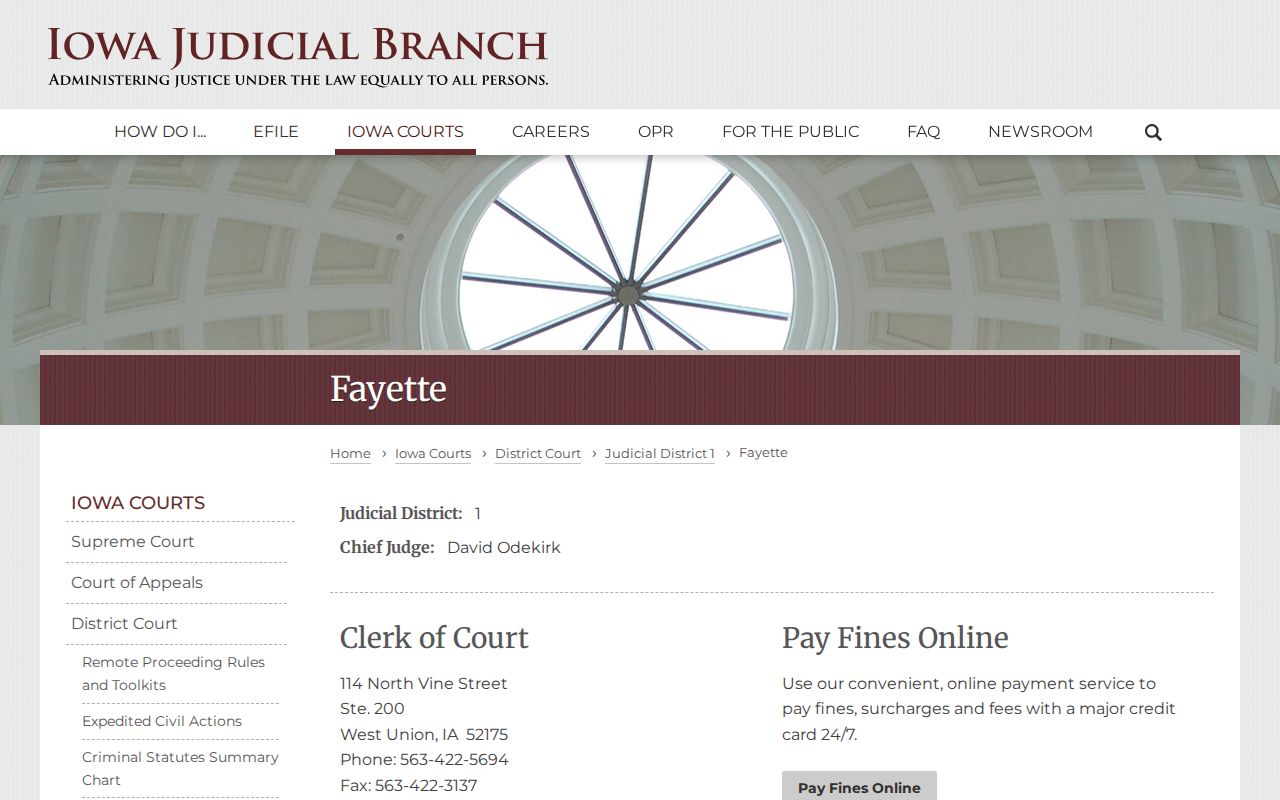 Fayette County warrant lookup clerk and court case page