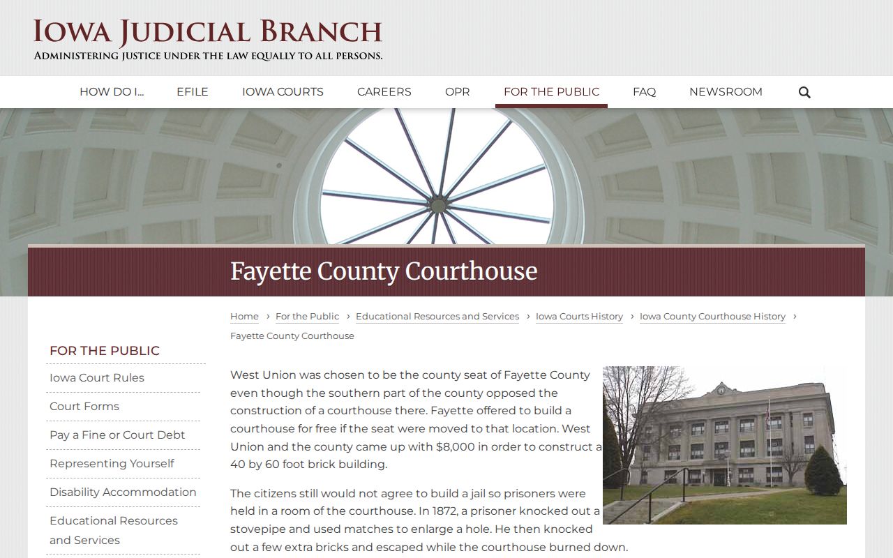 Fayette County courthouse where warrant case records are maintained