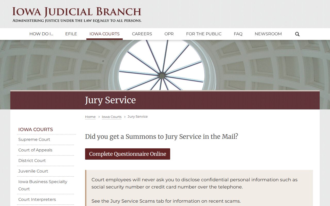 Iowa jury service contempt warning for Fayette County residents