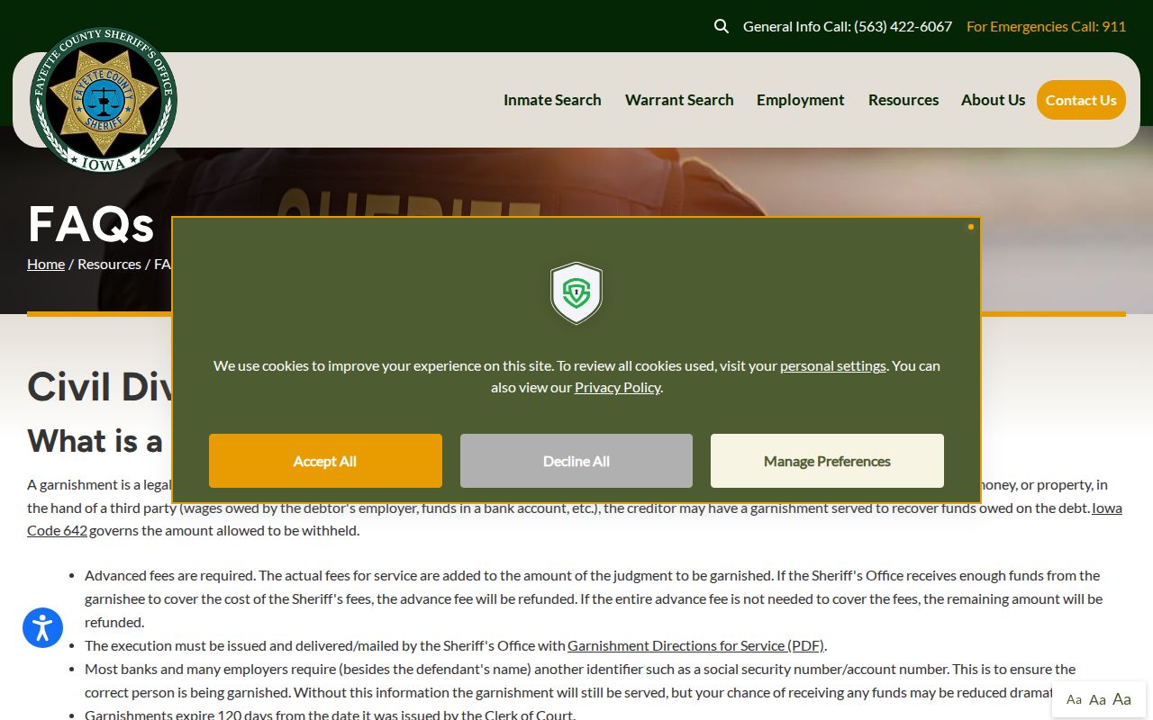 Fayette County Sheriff records request instructions